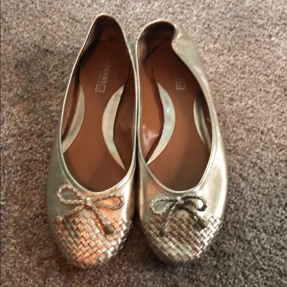 Gold leather flats